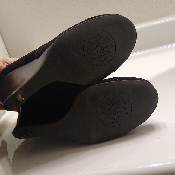 Tory Burch Adrienne Boots Brown Suede Ankle Booties Size 7 1/2 - Picture 8 of 8